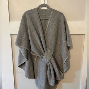 Gray Fleece Wrap Poncho